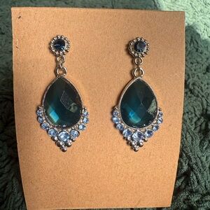 Elegant Silver and Blue Drop Earrings